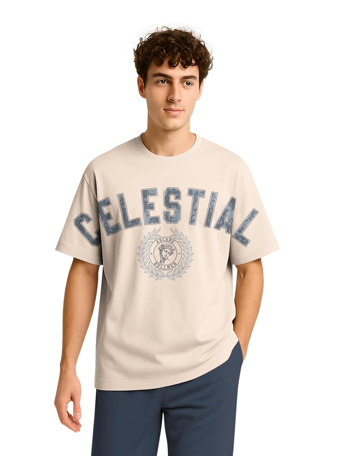 BULLMER Trendy Half Sleeve Oversized Cotton Blend Crew Neck Tshirt for Men - Image 3