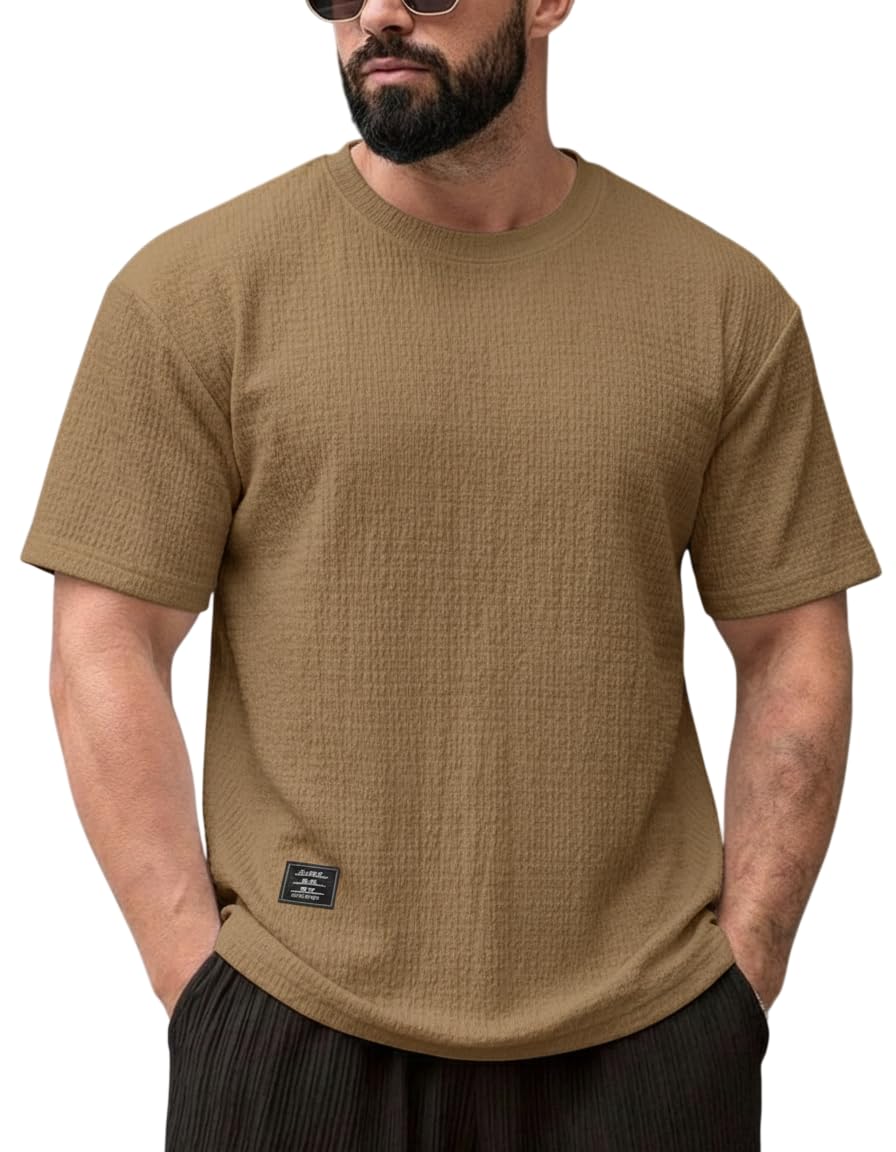 RodZen Men's Polycotton Regular Fit Half Sleeve Texture Print Round Neck T-Shirt - Image 10