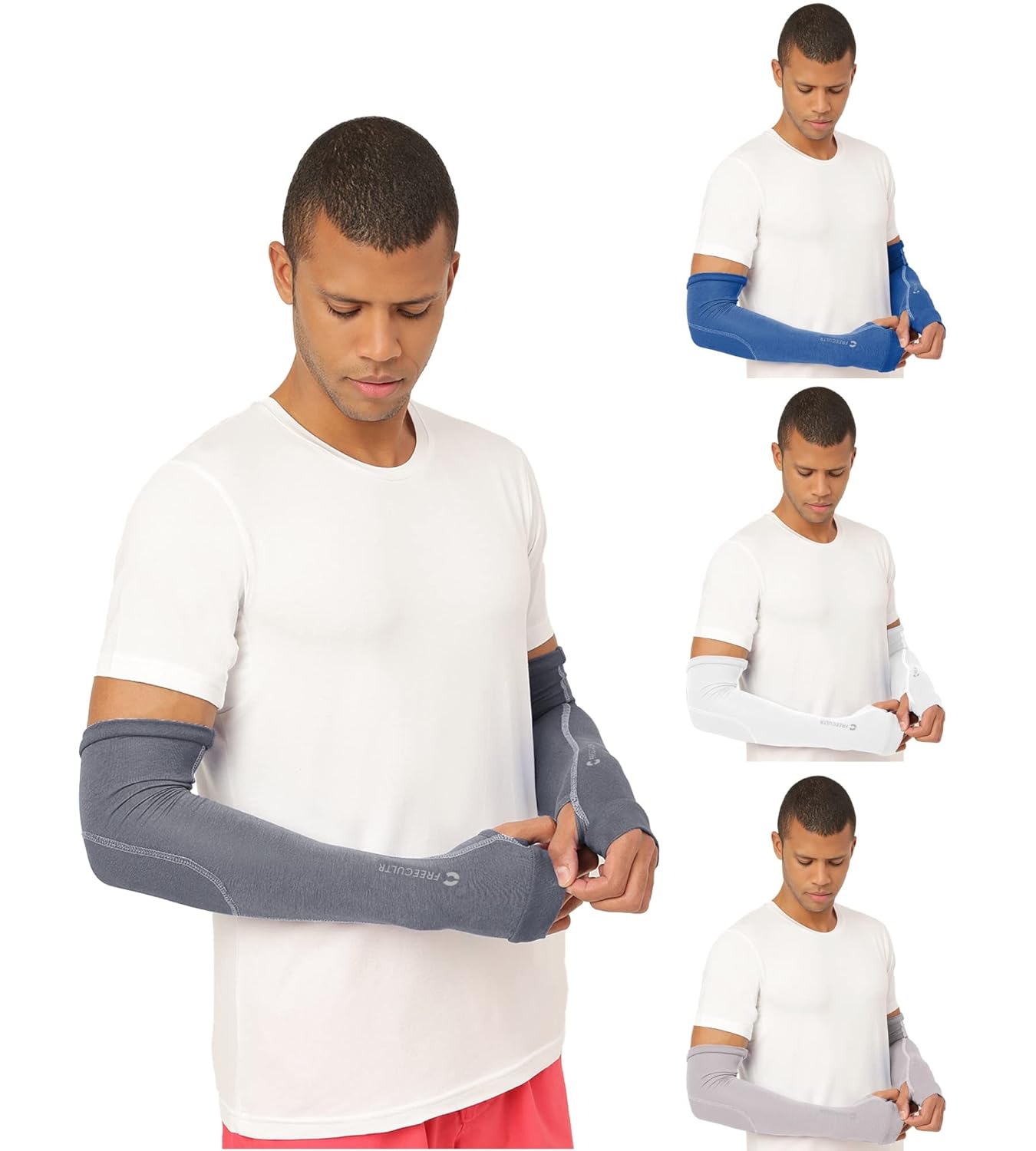 Freecultr Unisex Breathable Bamboo Cotton Antibacterial Arm Sleeves with Built-in Gloves | Soft, Sweat-Wicking & Skin-Friendly - Image 3