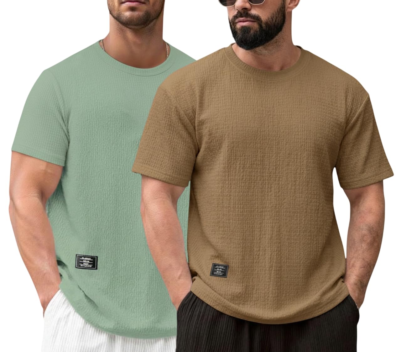 RodZen Men's Polycotton Regular Fit Half Sleeve Texture Print Round Neck T-Shirt - Image 2