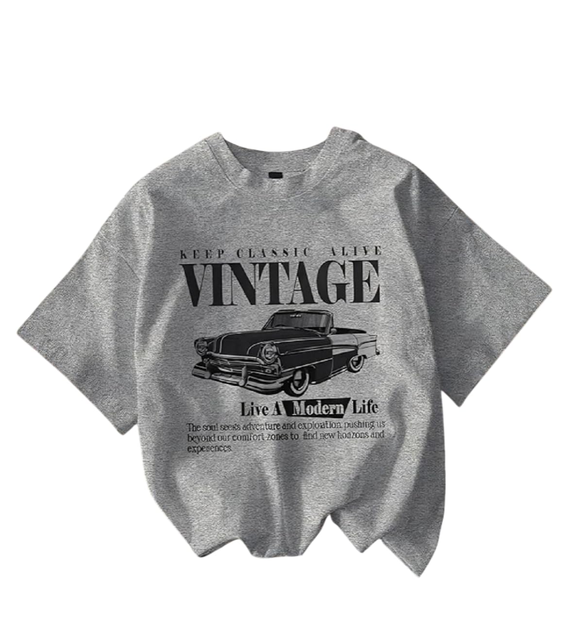 Jawdrobe Cotton Blend Oversized Fit Half Sleeve Printed Round Neck T-Shirt for Women | Aesthetic Summer Wear - Image 10