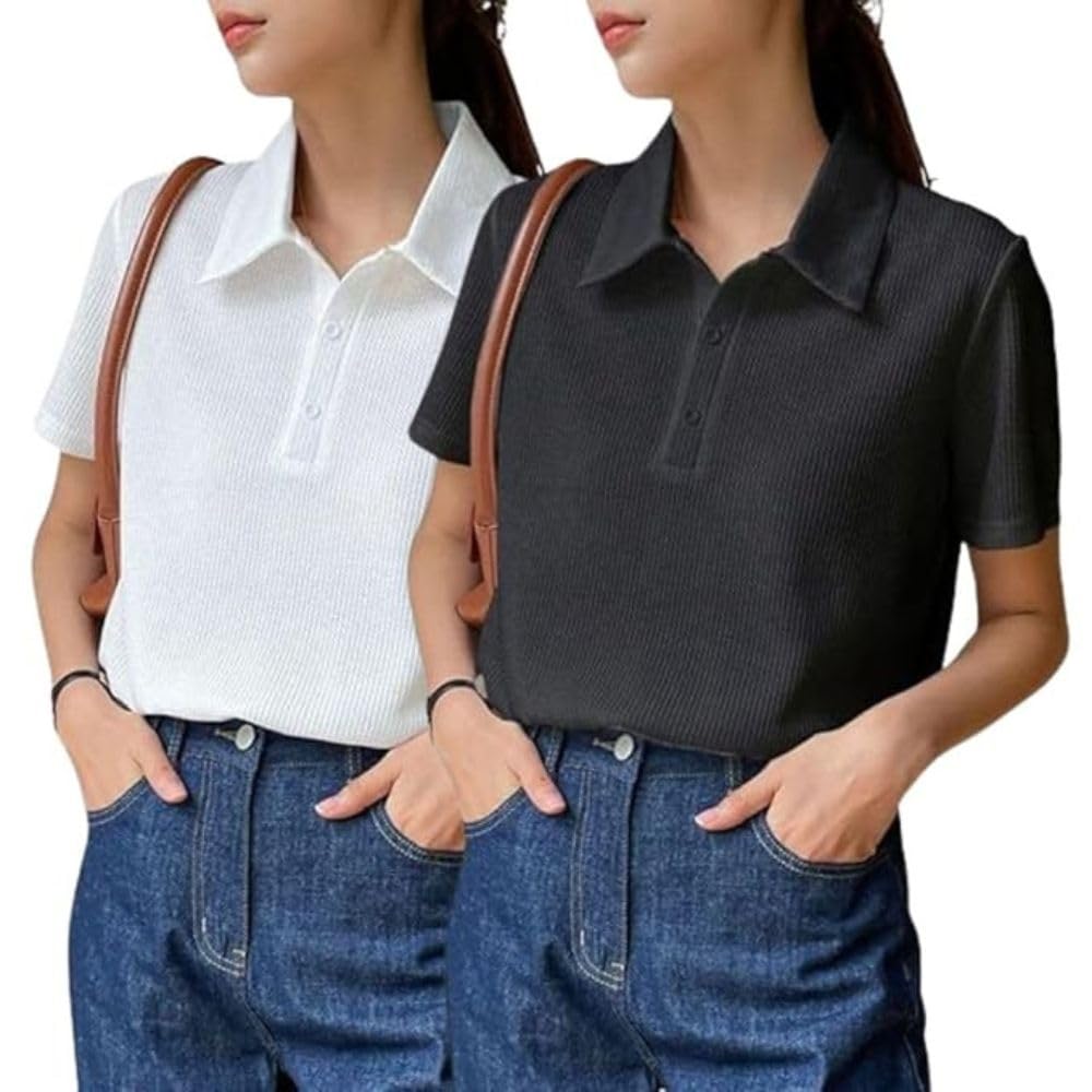 Leriya Fashion Women's Summer Polo T-Shirt – Lightweight Breathable Short Sleeve Collared T-Shirt, Casual Loose Fit Everyday Top for Women - Image 7