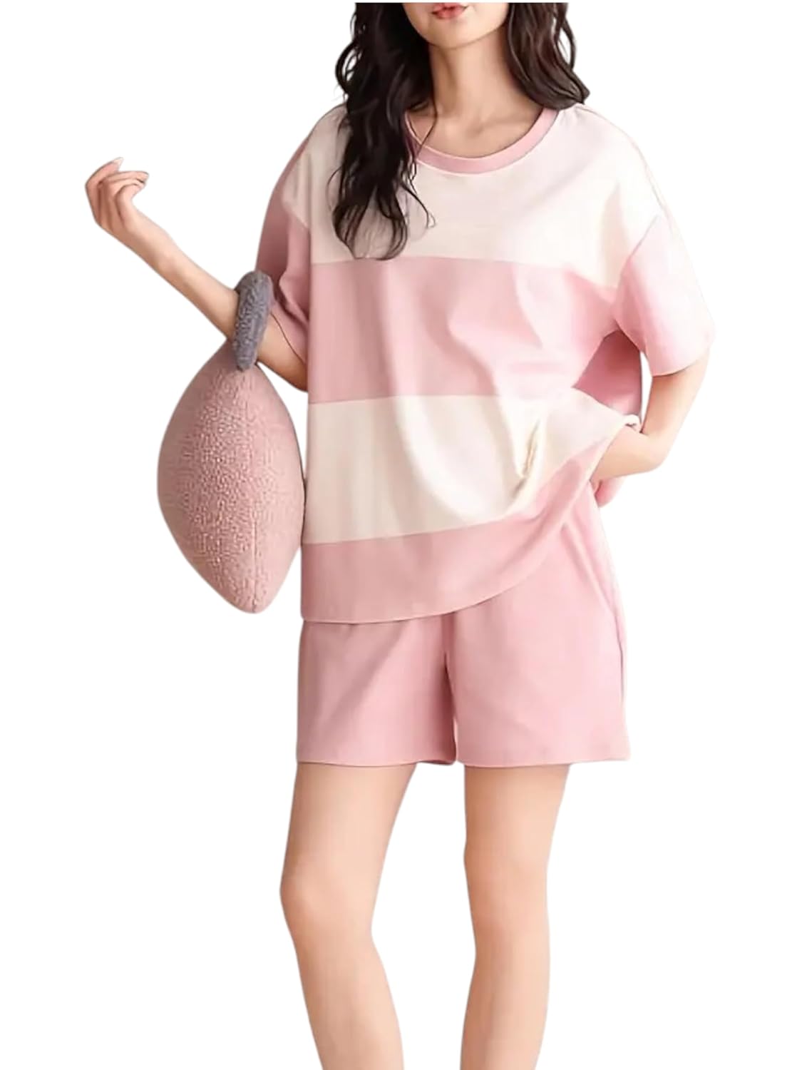 Louis Luxe Womens Korean Night Dress || Short Pyjama Set || Korean Nightsuit || Women Nightwear ||Round Neck Short Sleeve Nightsuit || Loungewear || Everyday Nightdress - Image 3