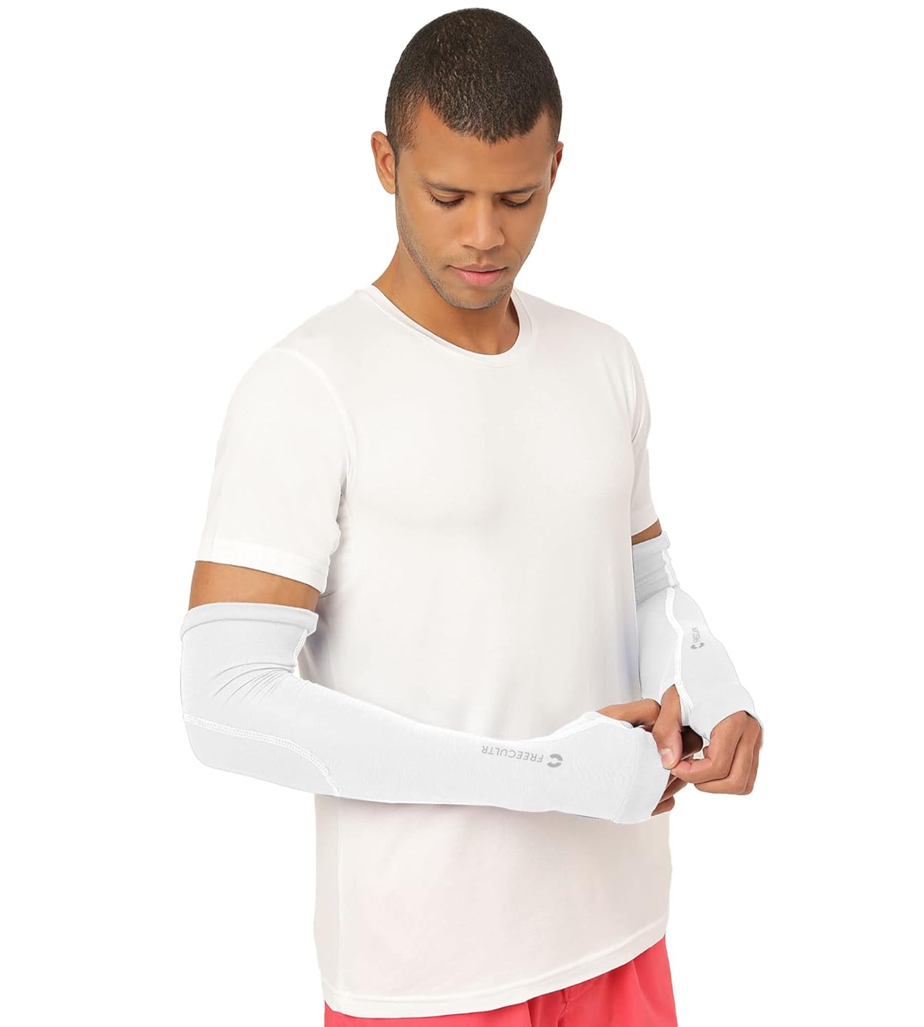 Freecultr Unisex Breathable Bamboo Cotton Antibacterial Arm Sleeves with Built-in Gloves | Soft, Sweat-Wicking & Skin-Friendly - Image 8
