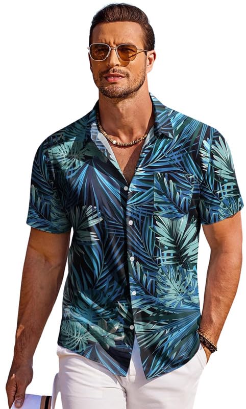 Impression Fab® Floral Print Cotton Multicoloured Short Sleeve Button Down Beach Outfits for Men Shirt