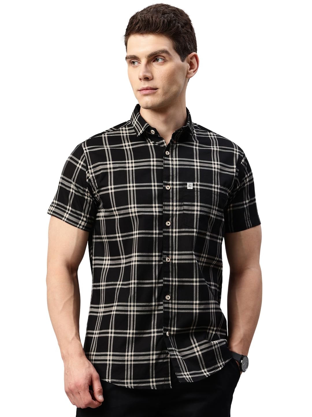 Majestic Man Slim Fit Short Sleeve Checked Pure Cotton Casual Shirt - Image 9