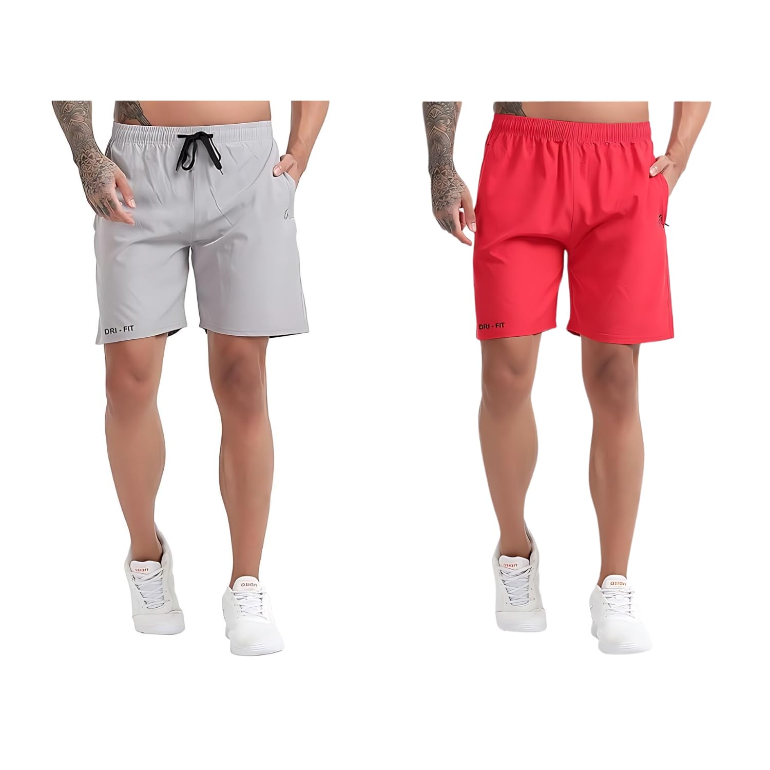 BLUE STAR SHARK Athletic Sports Shorts for Men with Zip Pockets and Elastic Waistband Quick Dry Lightweight Activewear Combo - Pack of 2 - Image 5