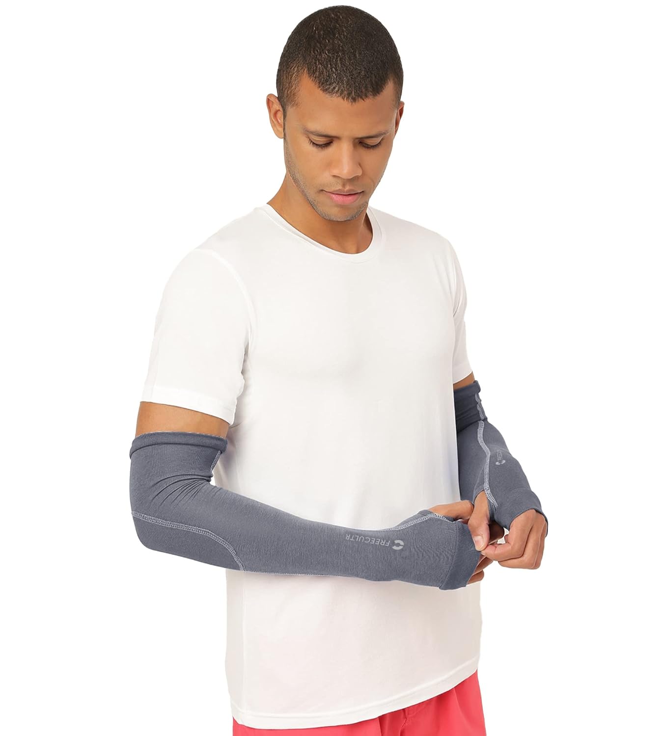 Freecultr Unisex Breathable Bamboo Cotton Antibacterial Arm Sleeves with Built-in Gloves | Soft, Sweat-Wicking & Skin-Friendly - Image 9