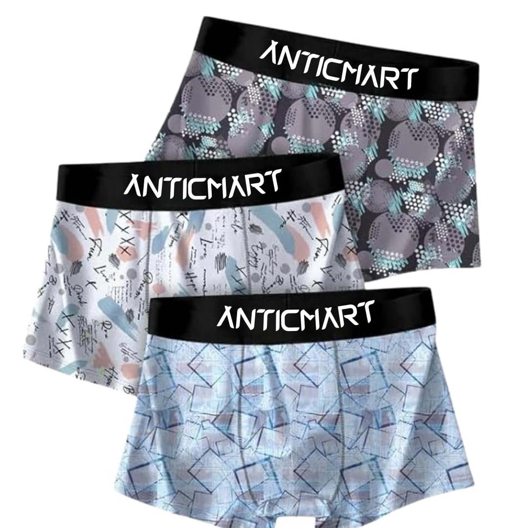 Men's Extra Thin Elastic Ice Silk Underwear – Long, Comfortable, Breathable Boxer Brief Trunks (Pack of 3)