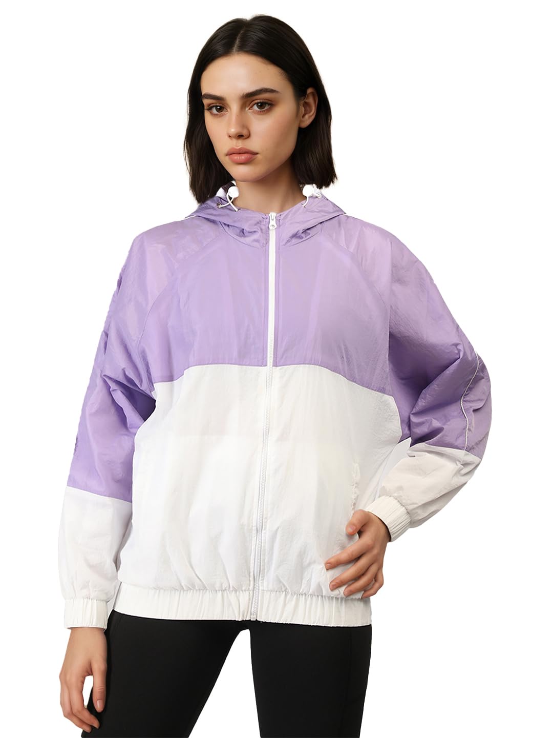 CHKOKKO Sunscreen Jacket for Women Hooded Zipper Sports Jacket | UV Protection | Sun Protective | Lightweight Water Resistant | Riding Biker | Outdoor Travel Gym Running