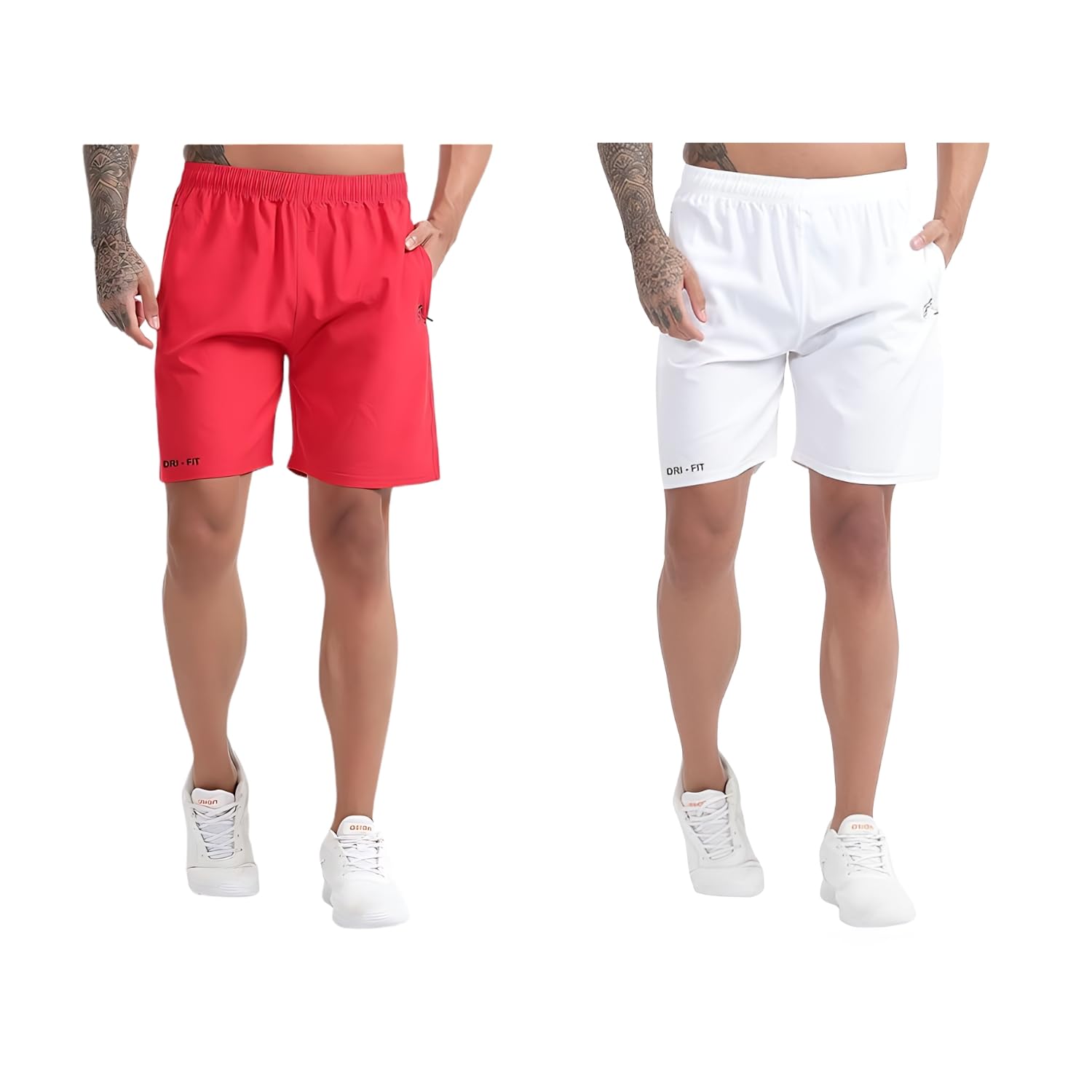 BLUE STAR SHARK Athletic Sports Shorts for Men with Zip Pockets and Elastic Waistband Quick Dry Lightweight Activewear Combo - Pack of 2 - Image 7