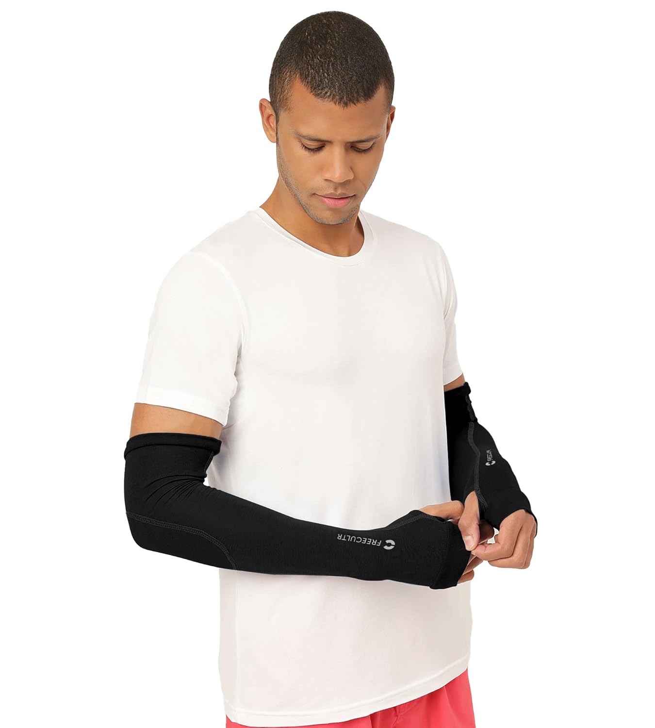 Freecultr Unisex Breathable Bamboo Cotton Antibacterial Arm Sleeves with Built-in Gloves | Soft, Sweat-Wicking & Skin-Friendly - Image 2