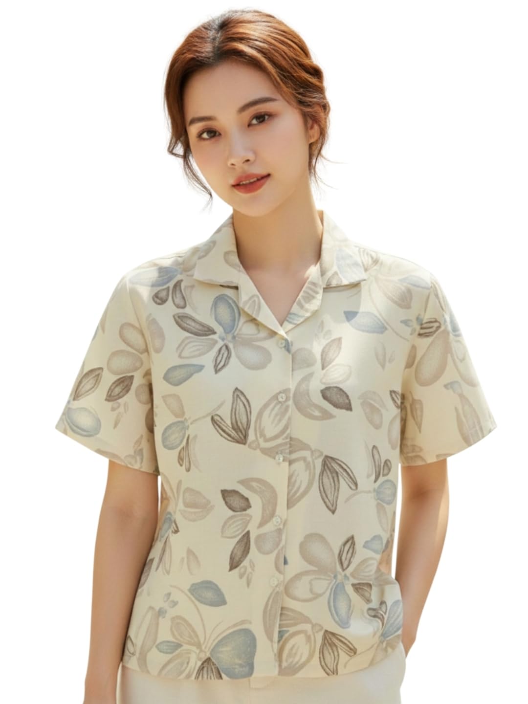 Premium Floral Printed Shirt for Women with Short Sleeves, Ultra-Soft Cotton Blend, Regular Fit Womens Stylish Shirt Casual, Formal, Party, Beach, Summer Wear - Image 2