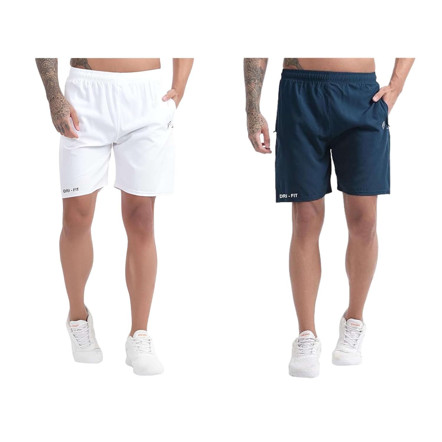 BLUE STAR SHARK Athletic Sports Shorts for Men with Zip Pockets and Elastic Waistband Quick Dry Lightweight Activewear Combo - Pack of 2 - Image 8