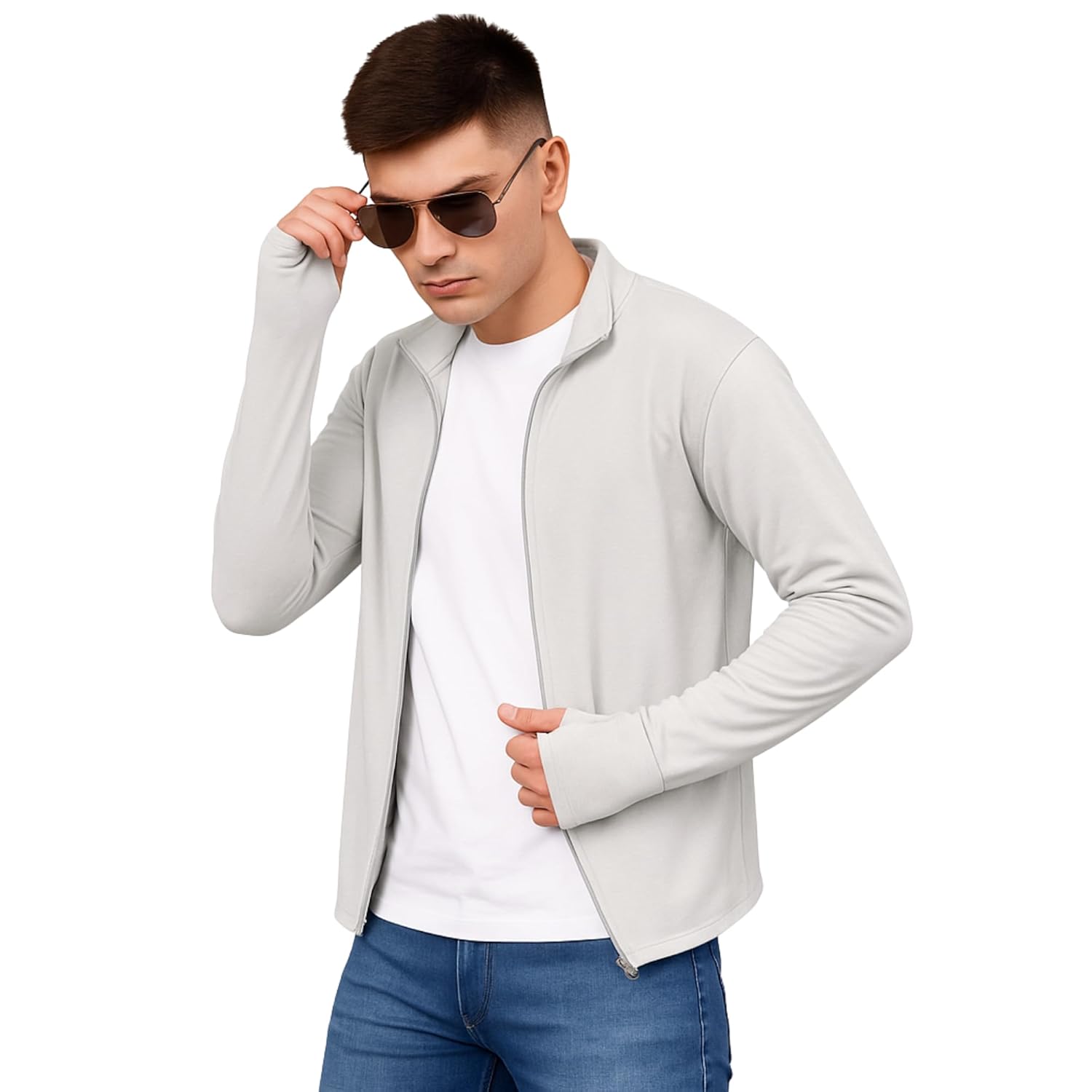 Caraba Men's Sunscreen Full Sleeves Polyester Fabric UPF 50+ Sun Protection Jacket For Running, Hiking, Sport & Outdoor Activity Cycling Jacket for Men - Image 2