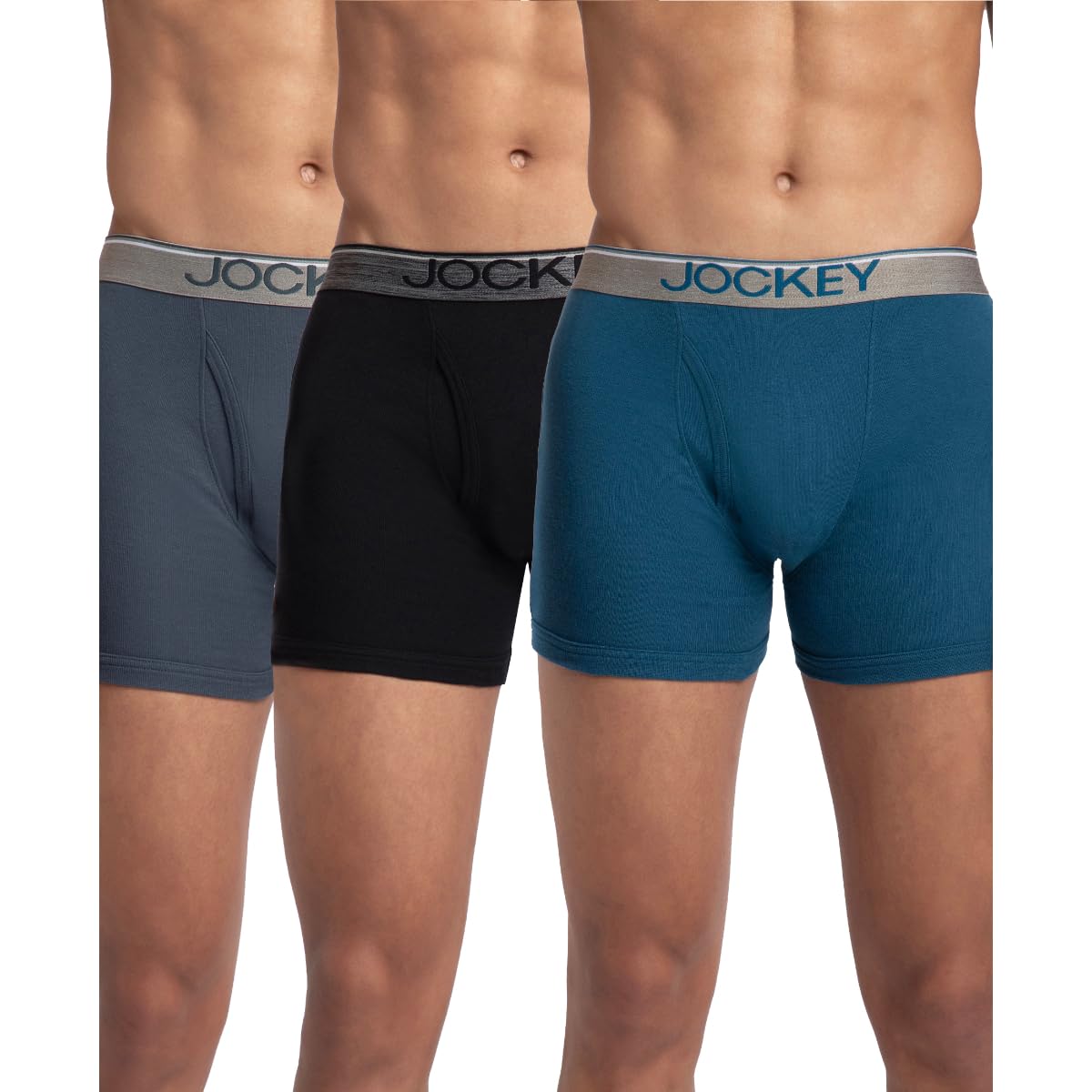 Jockey 8009 Men's Super Combed Cotton Rib Solid Boxer Brief with Ultrasoft Waistband (Pack of 3) - Image 4