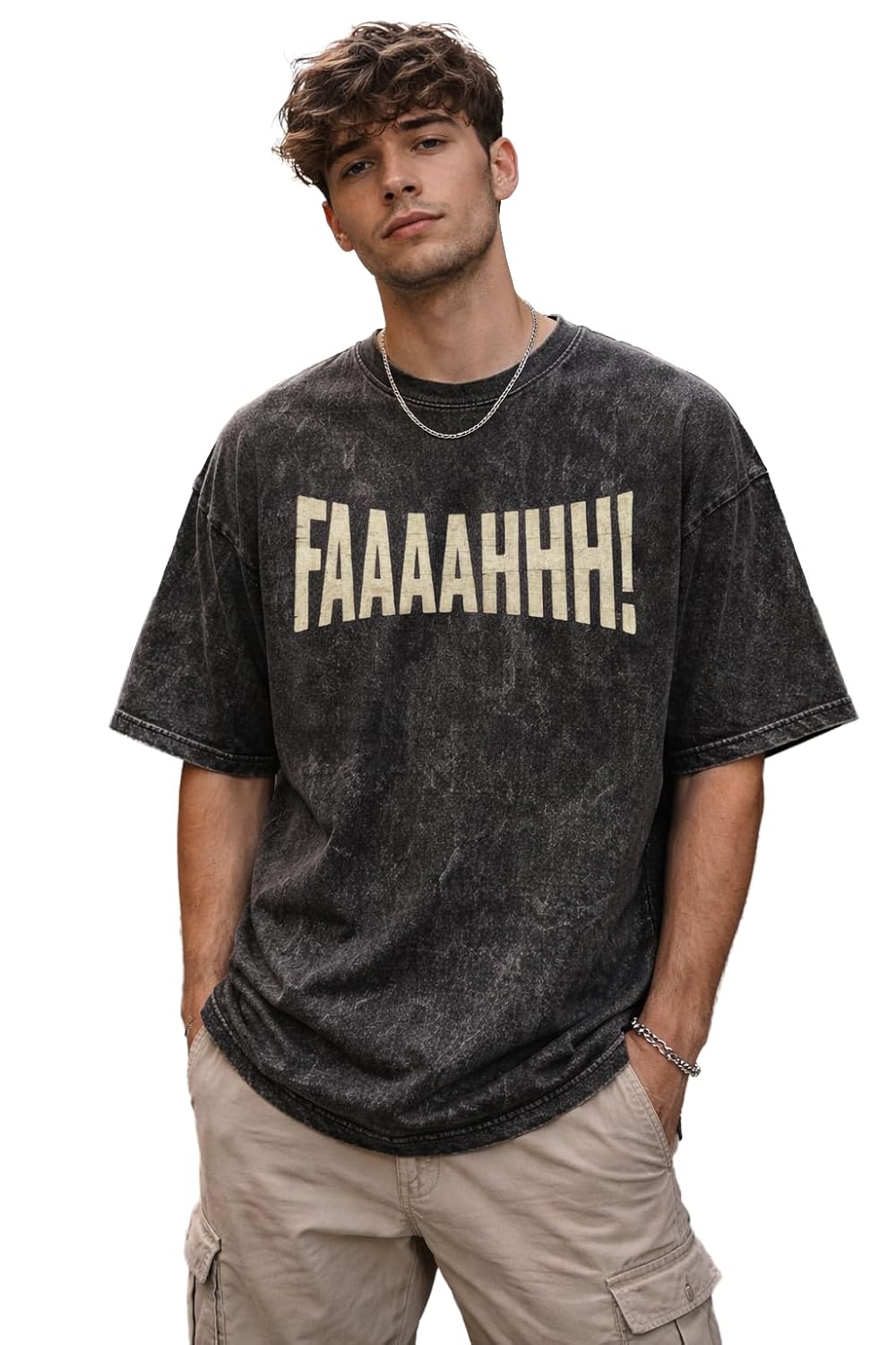 boffi ... 100% Cotton Oversized T-Shirt Unisex Drop Shoulder Dye Washed Street Look Black Pack of 1 - Image 7