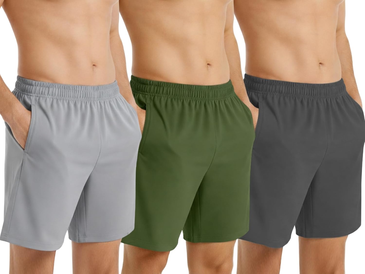 GYMIFIC Sports Training Running Dry Fit Solid Shorts for Men (Pack of 2) (XL, Black/TBLUE) - Image 2