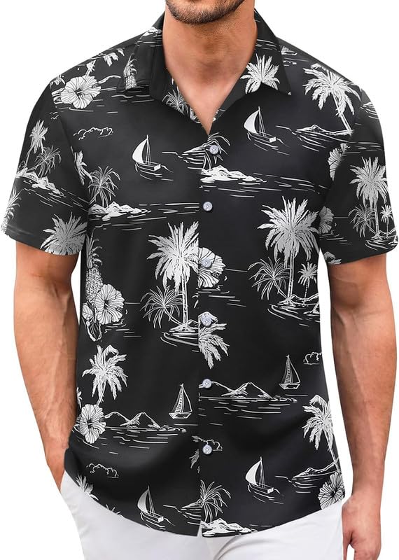 Impression Fab® Floral Print Cotton Multicoloured Short Sleeve Button Down Beach Outfits for Men Shirt - Image 4