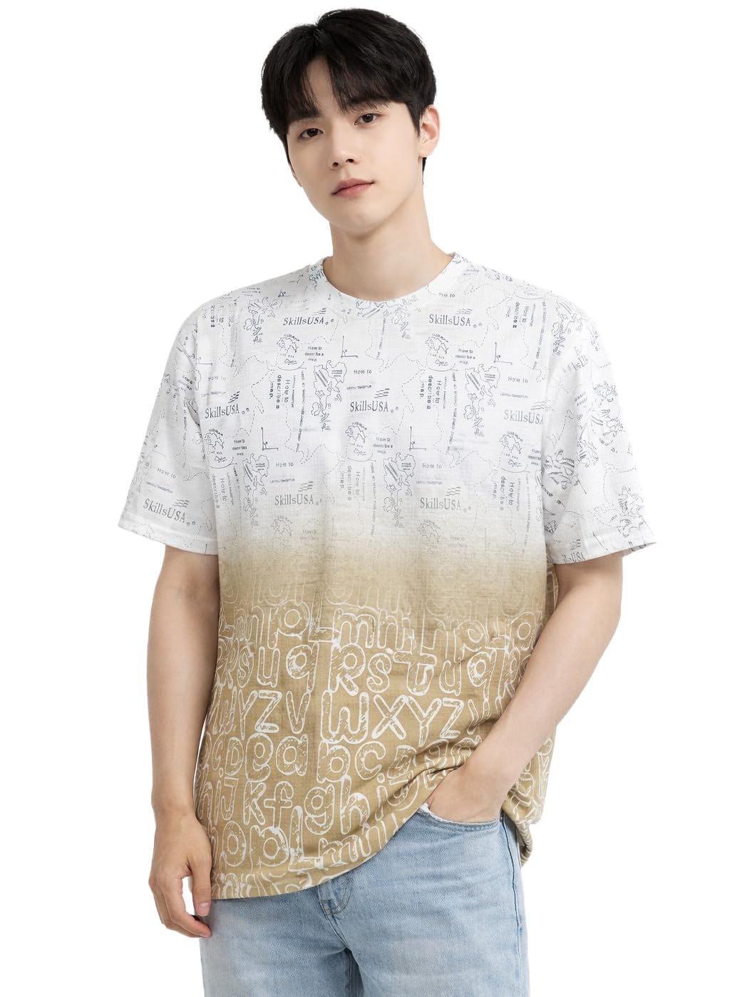 London Hills Men's Cotton Printed Ombre Gradient T-Shirt | Loose Fit Casual Wear | Short Sleeve Crew Neck | Soft Breathable Fabric for Daily & Streetwear Use - Image 4