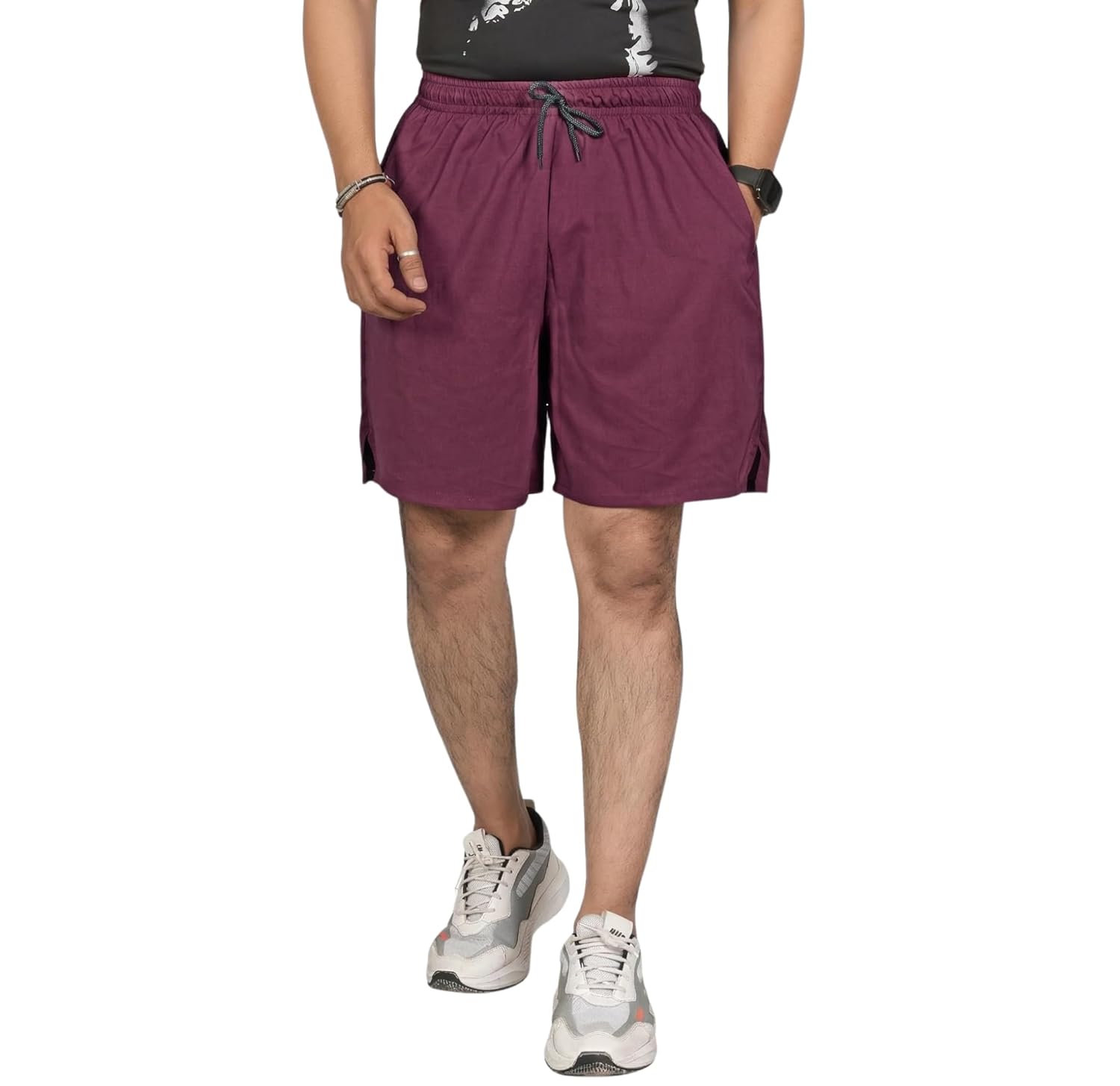 Seemoo Men's Outdoor Quick Dry Lightweight Sports Shorts with 2 Pockets, Breathable Hiking Running Gym Workout Athletic Shorts - Image 2