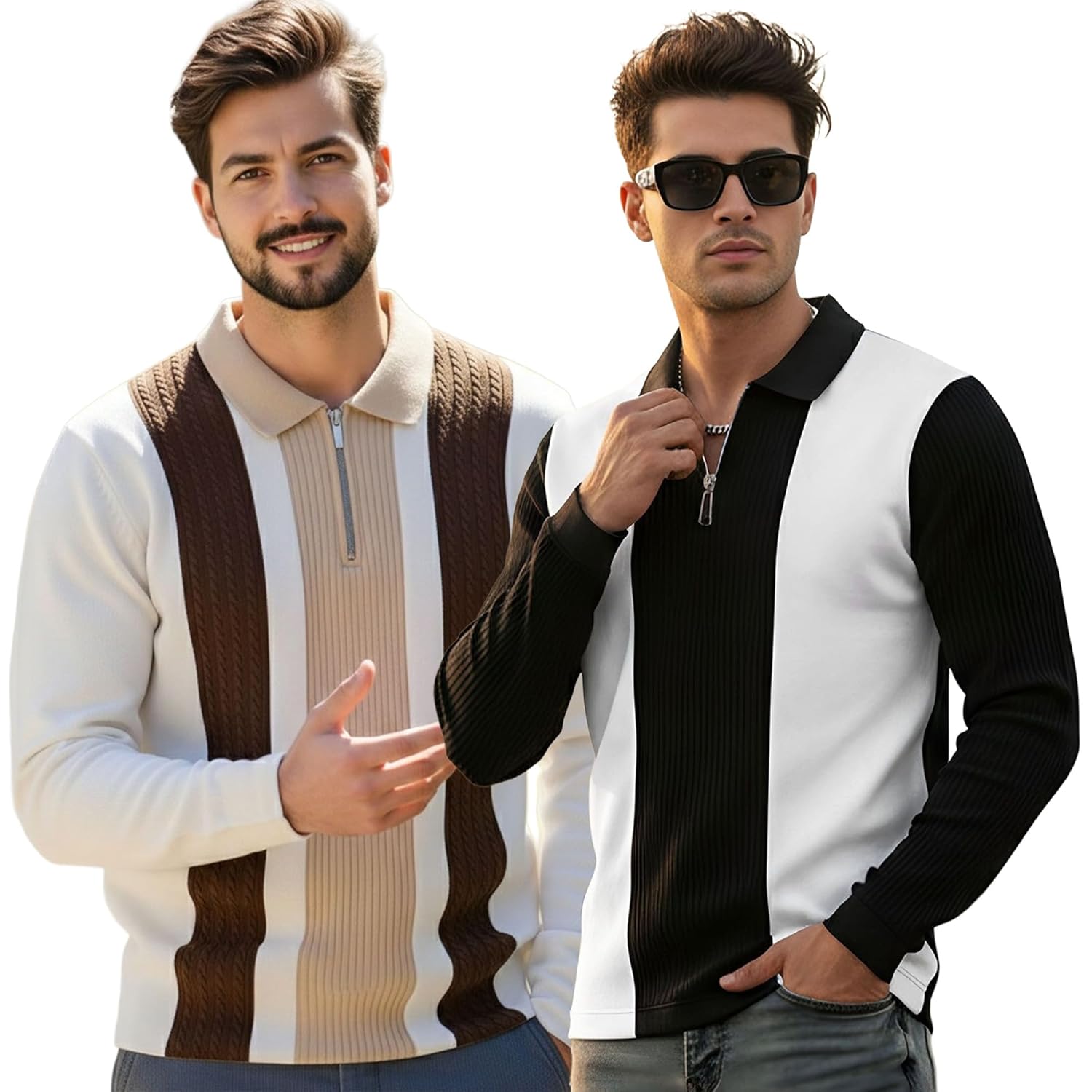 T-Shirt for Men Zip Neck Texture Self Design Cotton Blend Mens Tshirts - Image 10
