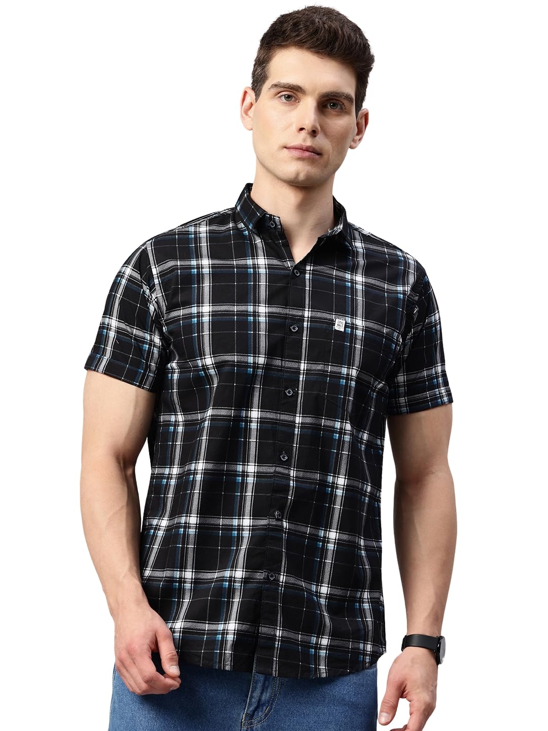 Majestic Man Slim Fit Short Sleeve Checked Pure Cotton Casual Shirt - Image 8