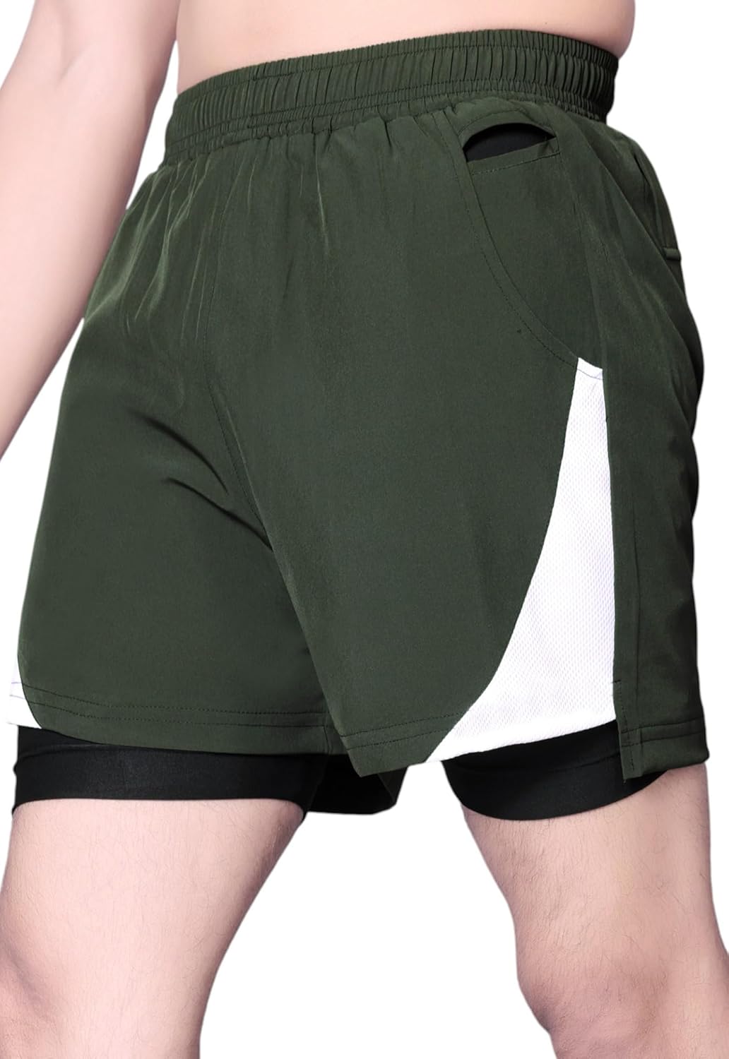RynoGear Men's 2 in 1 Quick Dry Shorts with Liner and Towel Loop Gym & Running Shorts for Men with Inner Phone Pocket - Image 4