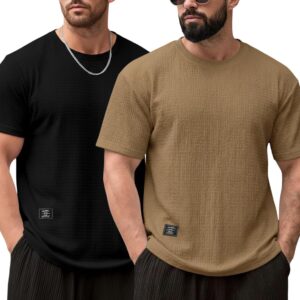 RodZen Men's Polycotton Regular Fit Half Sleeve Texture Print Round Neck T-Shirt