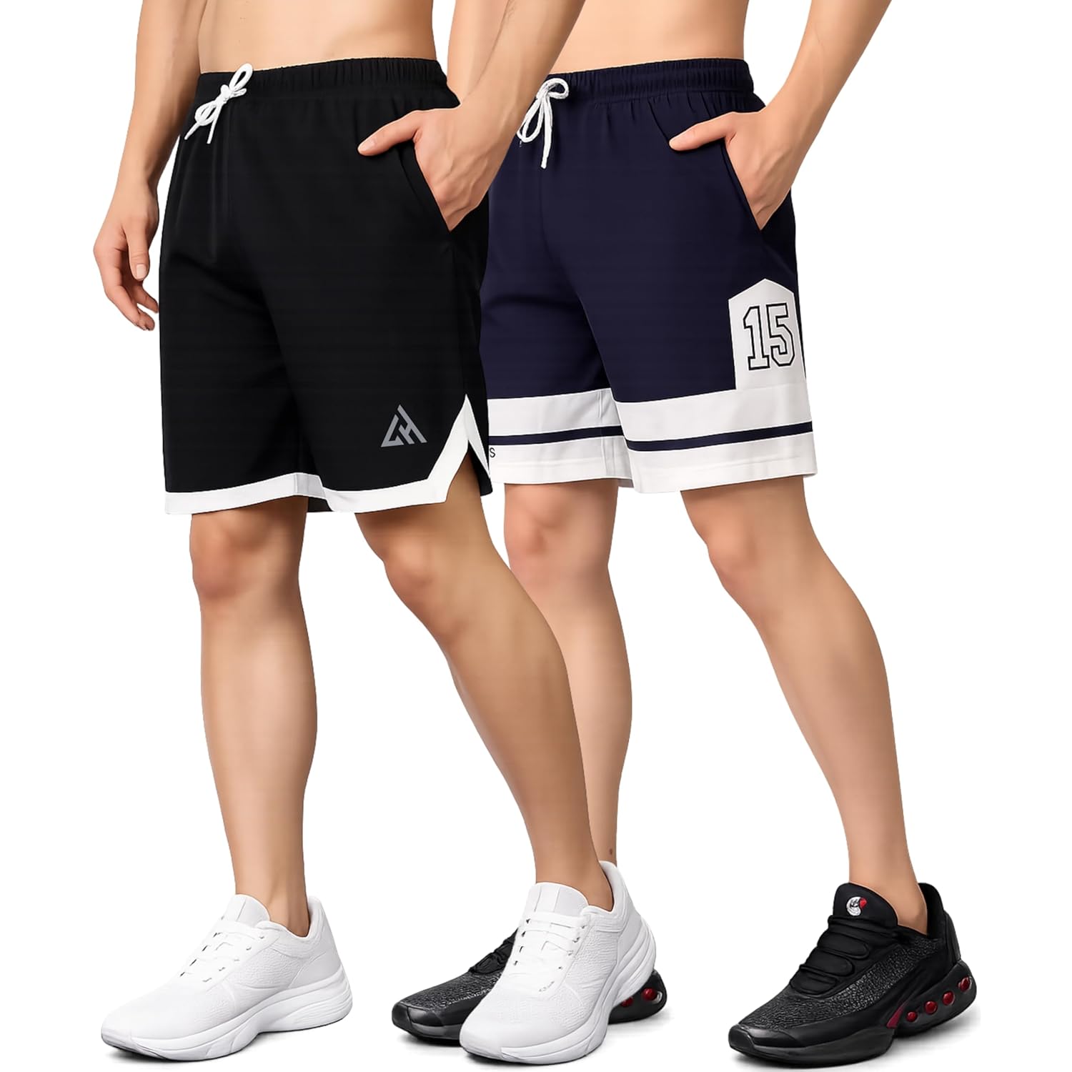 London Hills Men's Sports Running Shorts Lightweight Quick Dry Gym Workout Training Shorts with Zipper Side Pockets Elastic Waist Adjustable Drawstring Athletic Activewear Running Jogging Fitness Yoga - Image 7