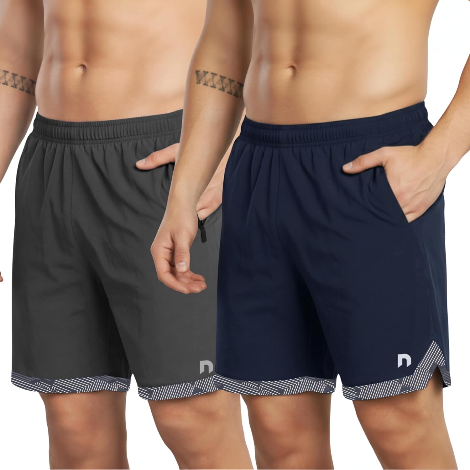GYMIFIC Sports Training Running Dry Fit Solid Shorts for Men (Pack of 2) (XL, Black/TBLUE) - Image 3