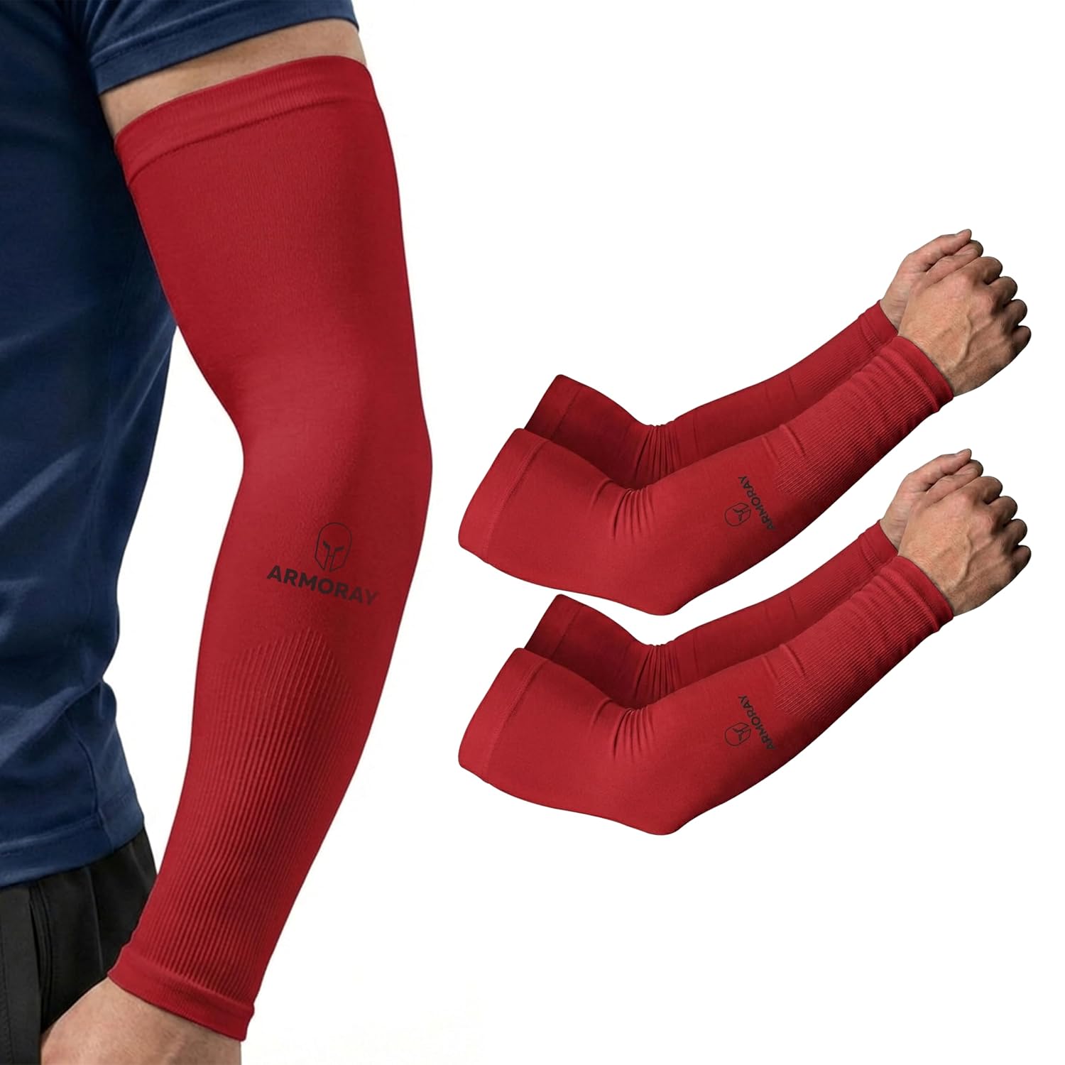 ARMORAY Arm Sleeves for Men or Women - Compression Warmers to Cover Tattoo - for Basketball Golf Running Football Cycling or Sun Protection - Image 5
