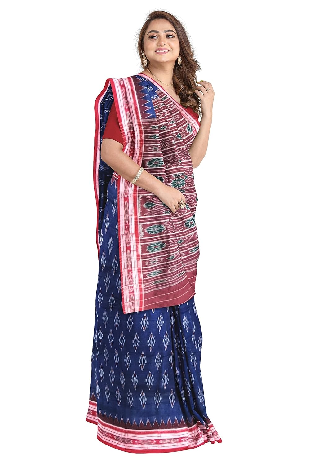 NUAPATANALOOM Odisha Sambalpuri Handloom Ikat Women's Cotton Saree, Odisha Handloom Handmade Pure Cotton Khandua Saree, Ikkat Orissa Traditional Handloom Saree Without Blouse - Image 8
