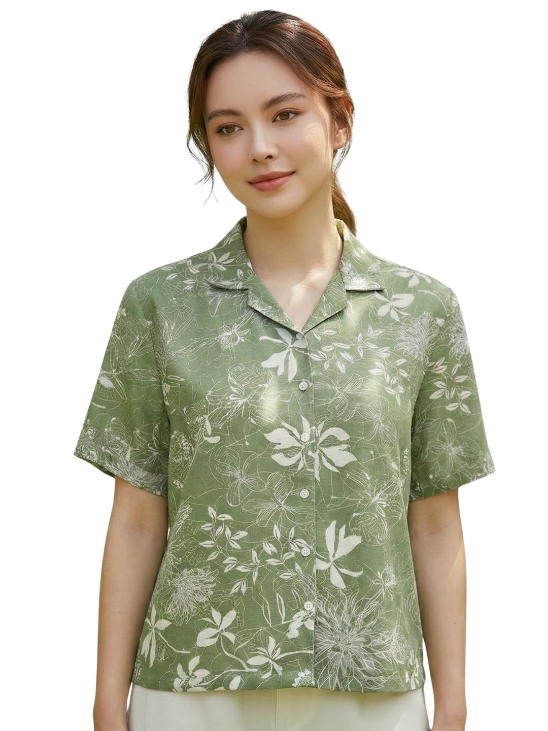 Premium Floral Printed Shirt for Women with Short Sleeves, Ultra-Soft Cotton Blend, Regular Fit Womens Stylish Shirt Casual, Formal, Party, Beach, Summer Wear - Image 3