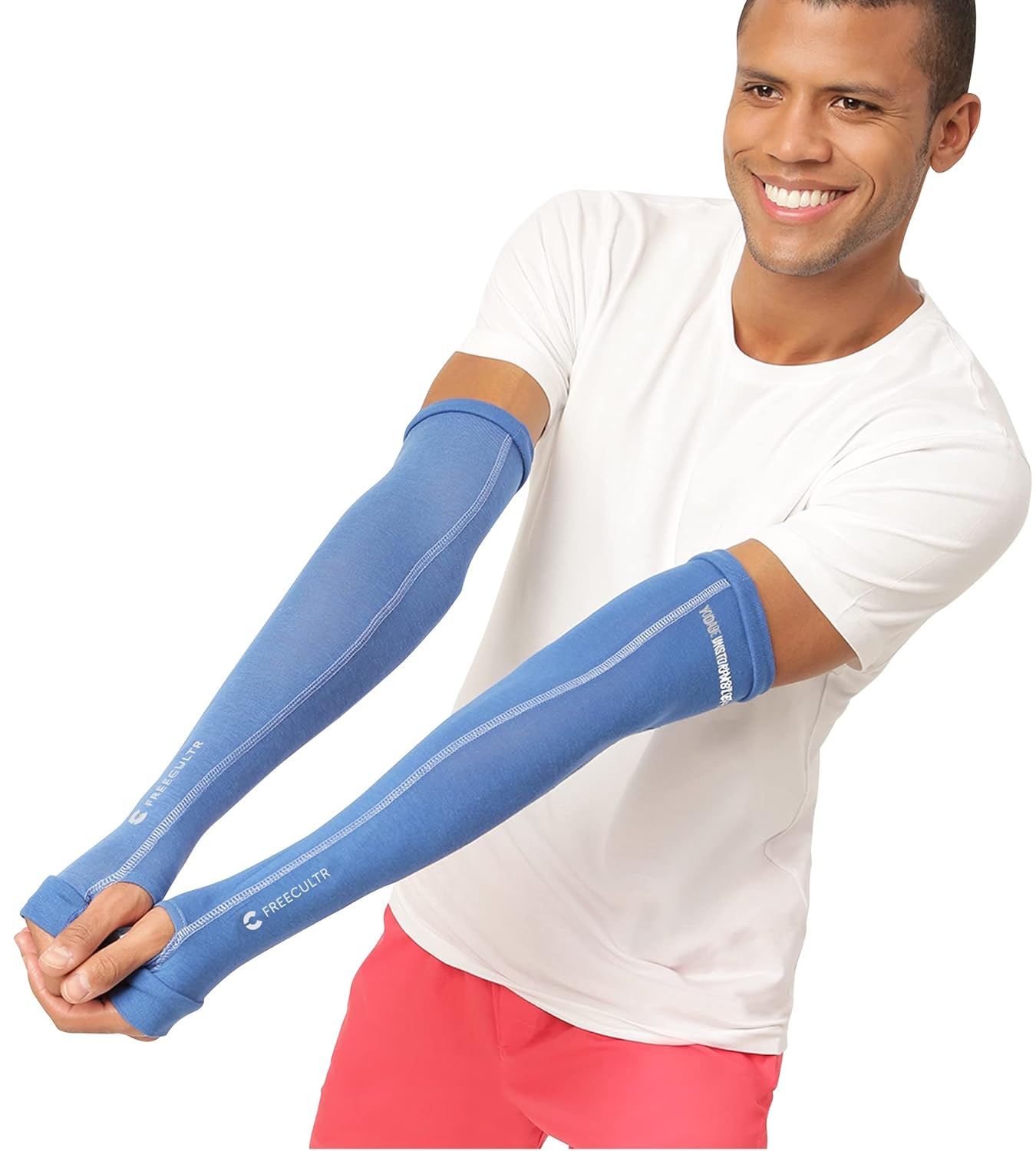 Freecultr Unisex Breathable Bamboo Cotton Antibacterial Arm Sleeves with Built-in Gloves | Soft, Sweat-Wicking & Skin-Friendly - Image 5