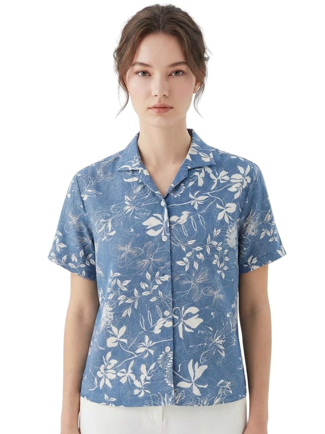 Premium Floral Printed Shirt for Women with Short Sleeves, Ultra-Soft Cotton Blend, Regular Fit Womens Stylish Shirt Casual, Formal, Party, Beach, Summer Wear - Image 7