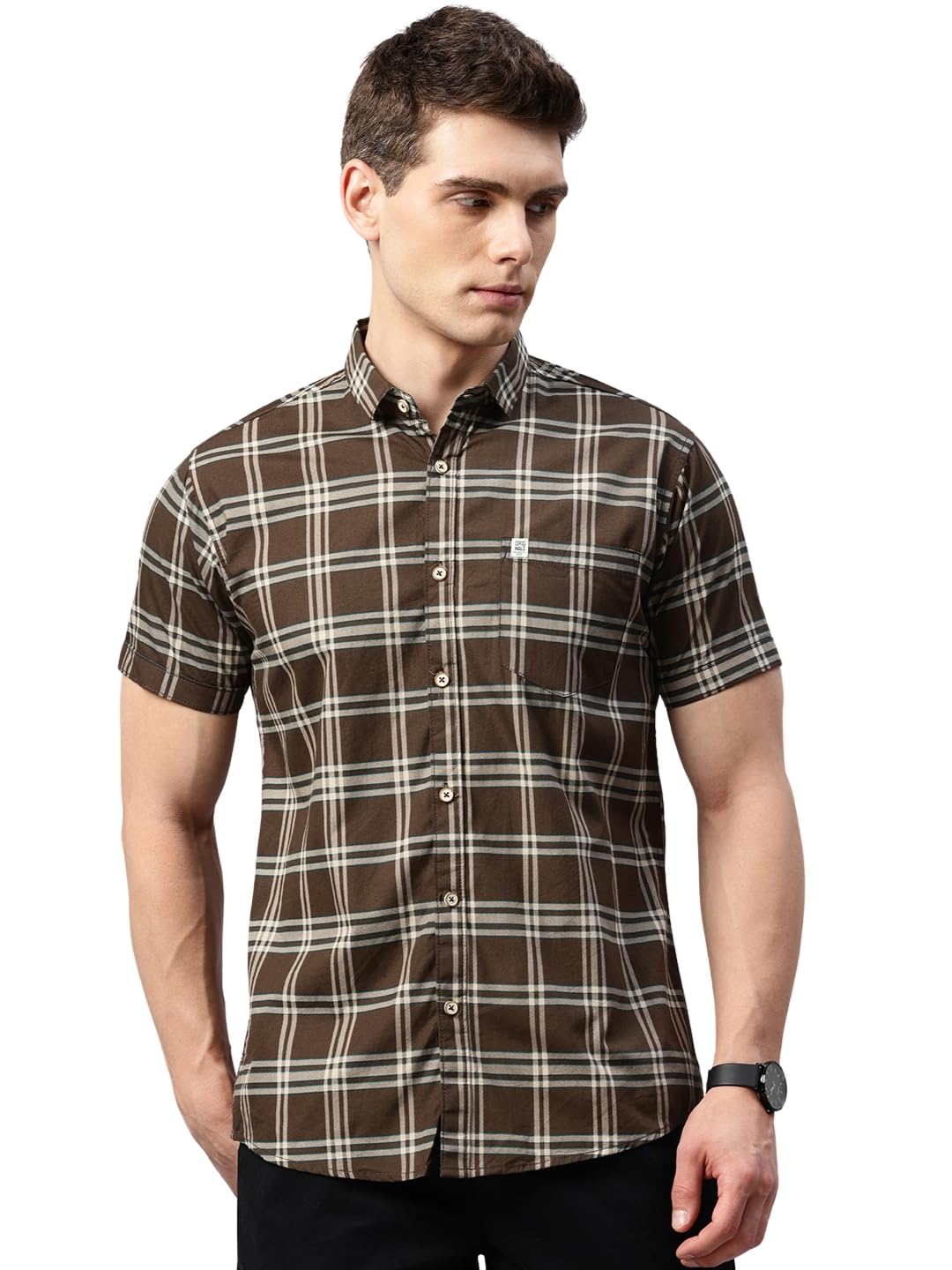 Majestic Man Slim Fit Short Sleeve Checked Pure Cotton Casual Shirt - Image 3
