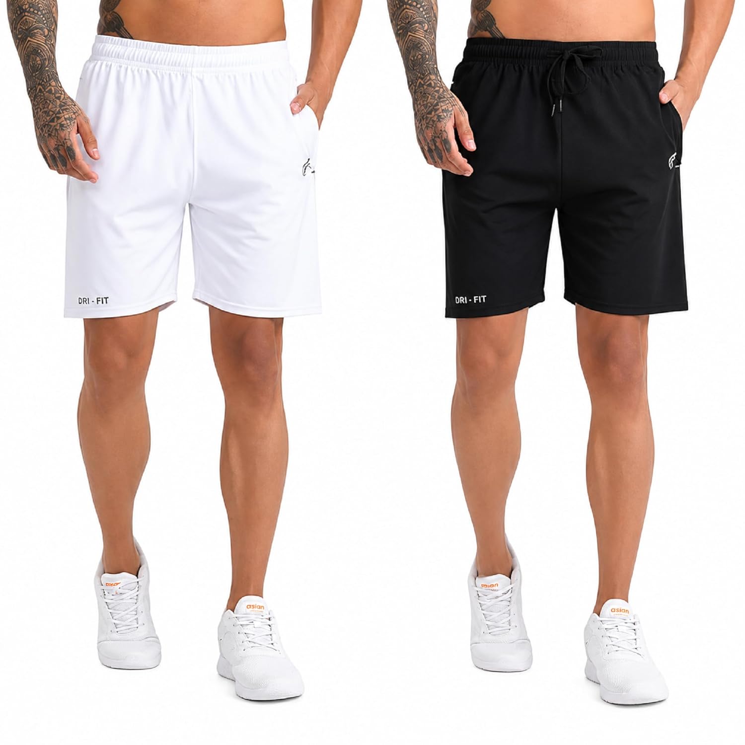 BLUE STAR SHARK Athletic Sports Shorts for Men with Zip Pockets and Elastic Waistband Quick Dry Lightweight Activewear Combo - Pack of 2 - Image 11