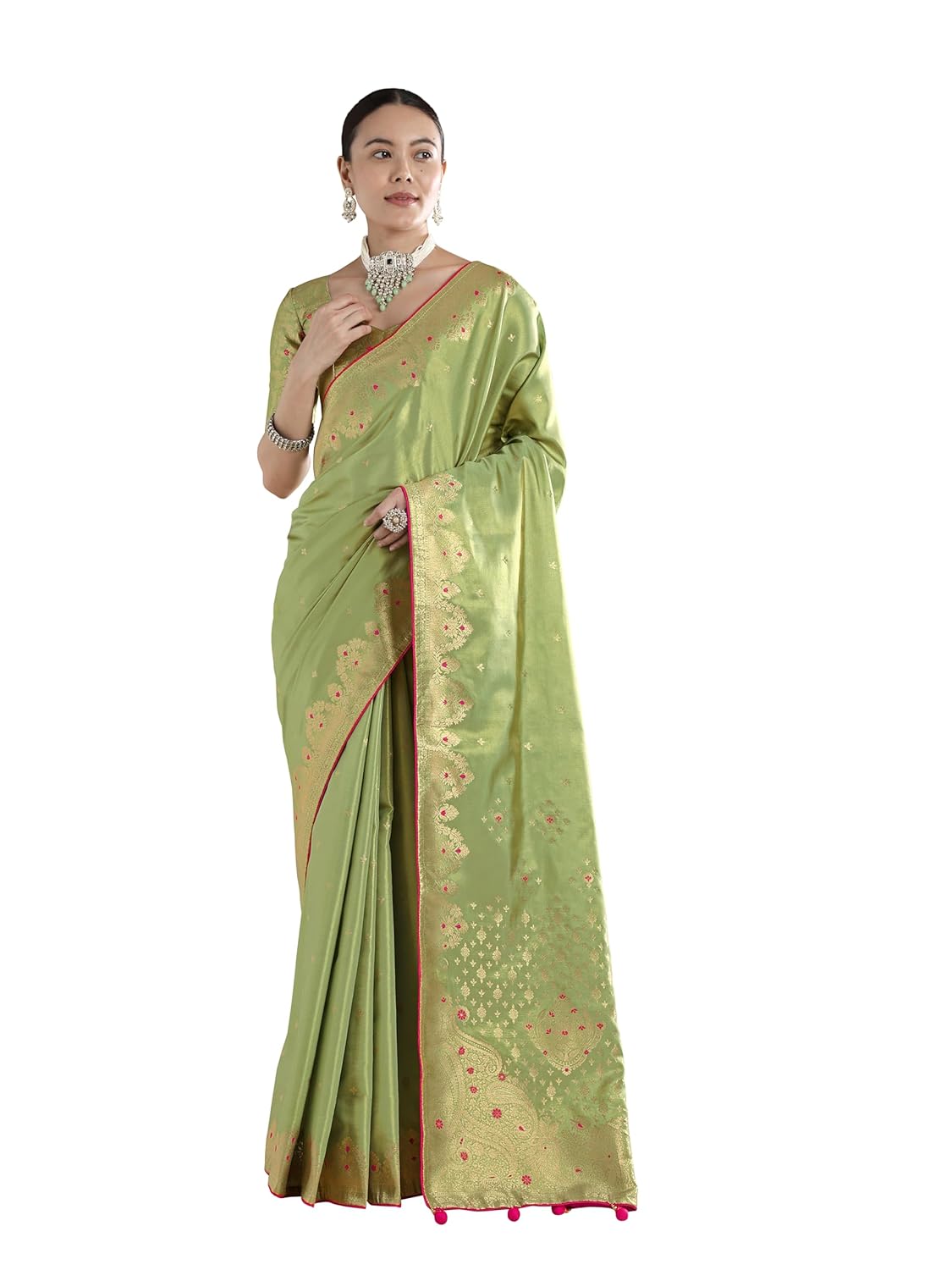 Monjolika Fashion Paisley Zari Woven Banarasi Tissue Silk Saree (15900_Color) - Image 6