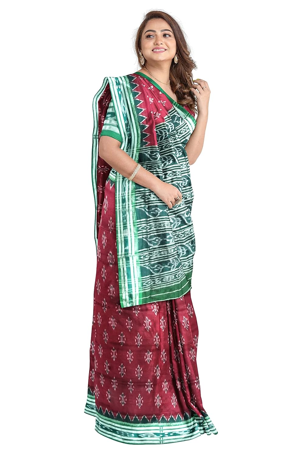 NUAPATANALOOM Odisha Sambalpuri Handloom Ikat Women's Cotton Saree, Odisha Handloom Handmade Pure Cotton Khandua Saree, Ikkat Orissa Traditional Handloom Saree Without Blouse - Image 9