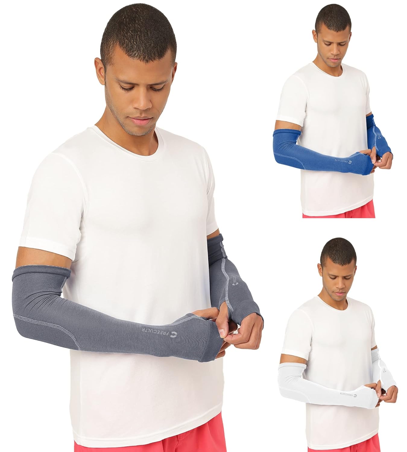 Freecultr Unisex Breathable Bamboo Cotton Antibacterial Arm Sleeves with Built-in Gloves | Soft, Sweat-Wicking & Skin-Friendly - Image 7