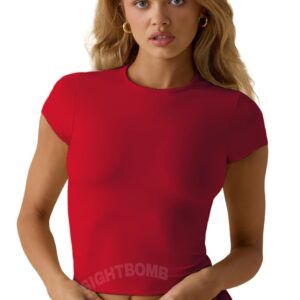 SIGHTBOMB Round Neck Short Sleeve Ultra Soft Front Support Cuddle TEE Microfiber Soft TOP for Women