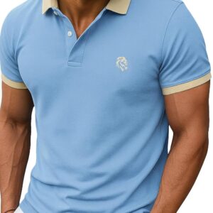 LEOTUDE Men's Polo Neck Matty Half Sleeve Collor Solid Regular Fit Tshirts (Brown)