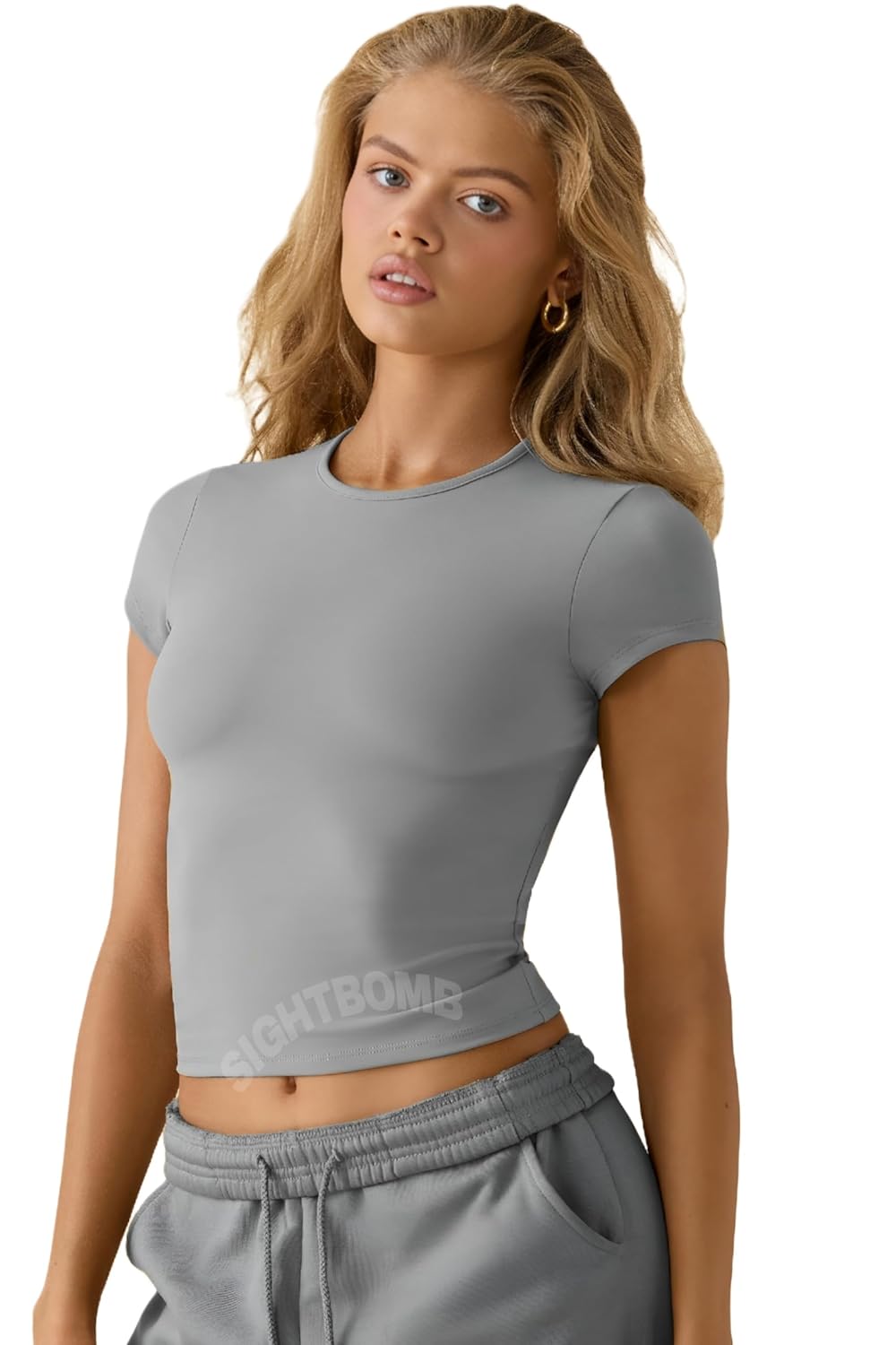 SIGHTBOMB Round Neck Short Sleeve Ultra Soft Front Support Cuddle TEE Microfiber Soft TOP for Women - Image 6