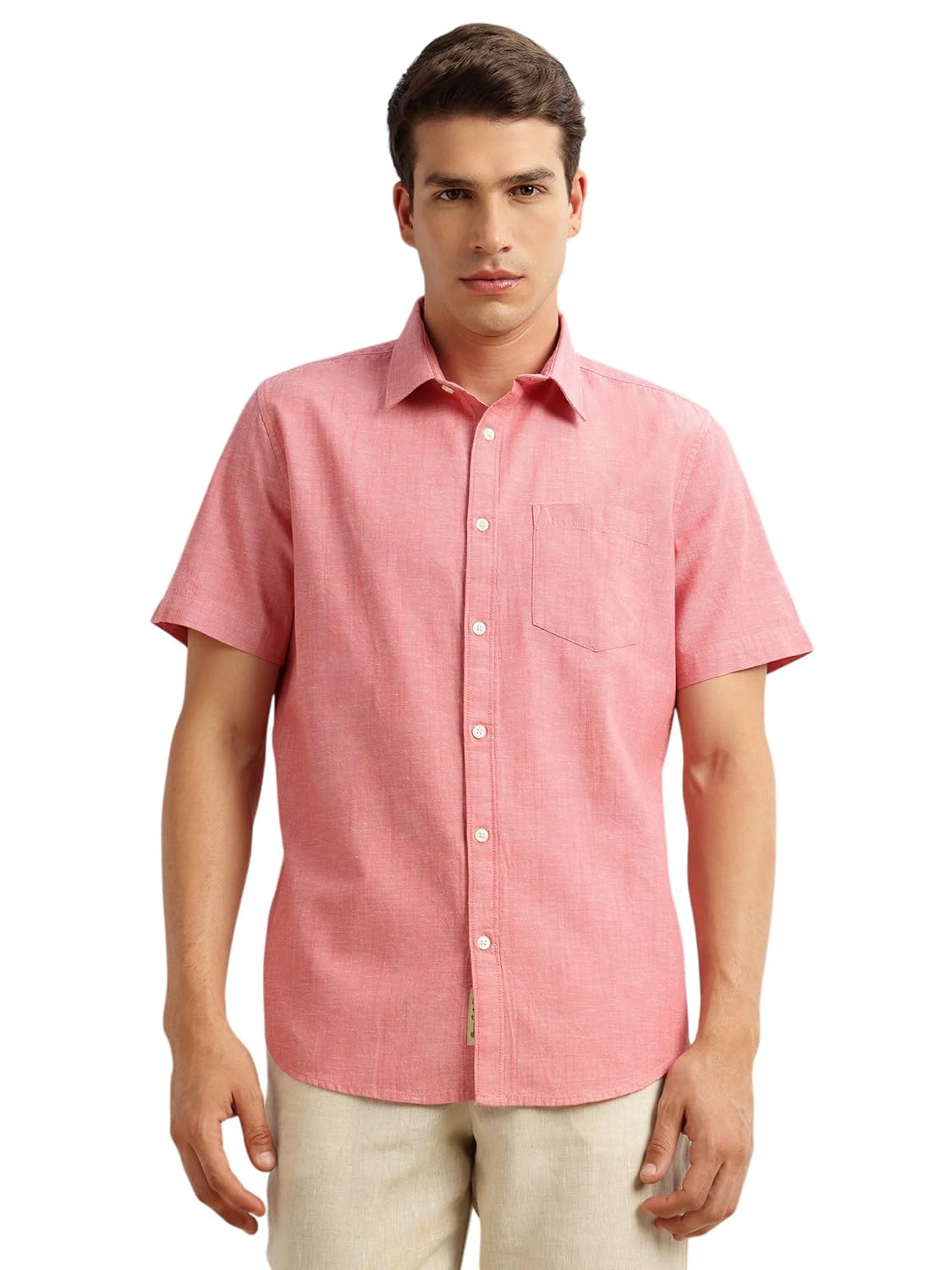 Thomas Scott Men's | Solid | Linen Blend | Slim Fit | Short Sleeve | Spread Collar | Casual |Shirts for Men - Image 2