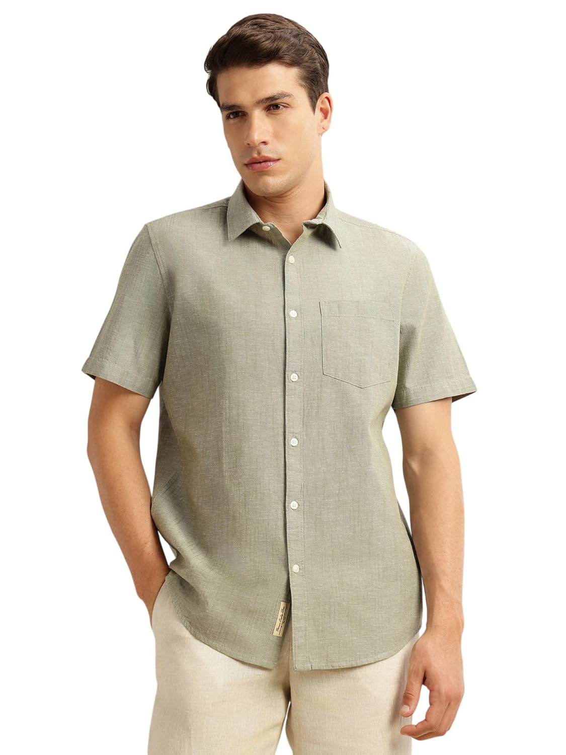 Thomas Scott Men's | Solid | Linen Blend | Slim Fit | Short Sleeve | Spread Collar | Casual |Shirts for Men - Image 5