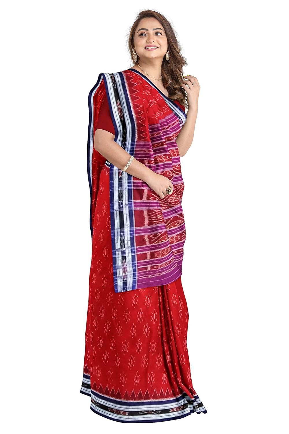 NUAPATANALOOM Odisha Sambalpuri Handloom Ikat Women's Cotton Saree, Odisha Handloom Handmade Pure Cotton Khandua Saree, Ikkat Orissa Traditional Handloom Saree Without Blouse - Image 3