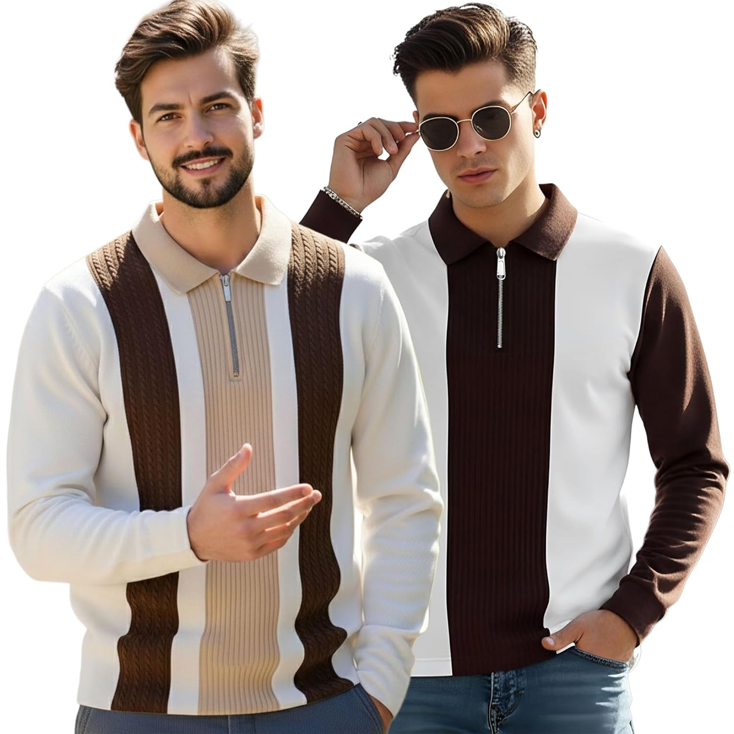 T-Shirt for Men Zip Neck Texture Self Design Cotton Blend Mens Tshirts - Image 7