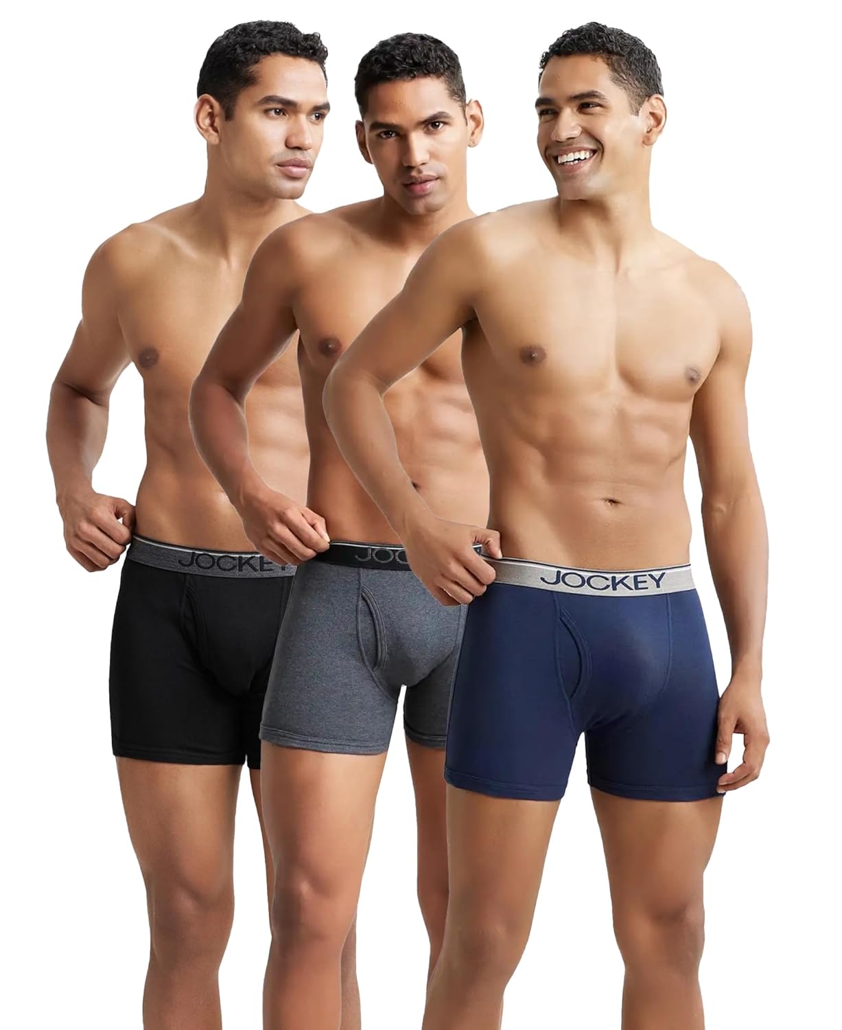 Jockey 8009 Men's Super Combed Cotton Rib Solid Boxer Brief with Ultrasoft Waistband (Pack of 3) - Image 2