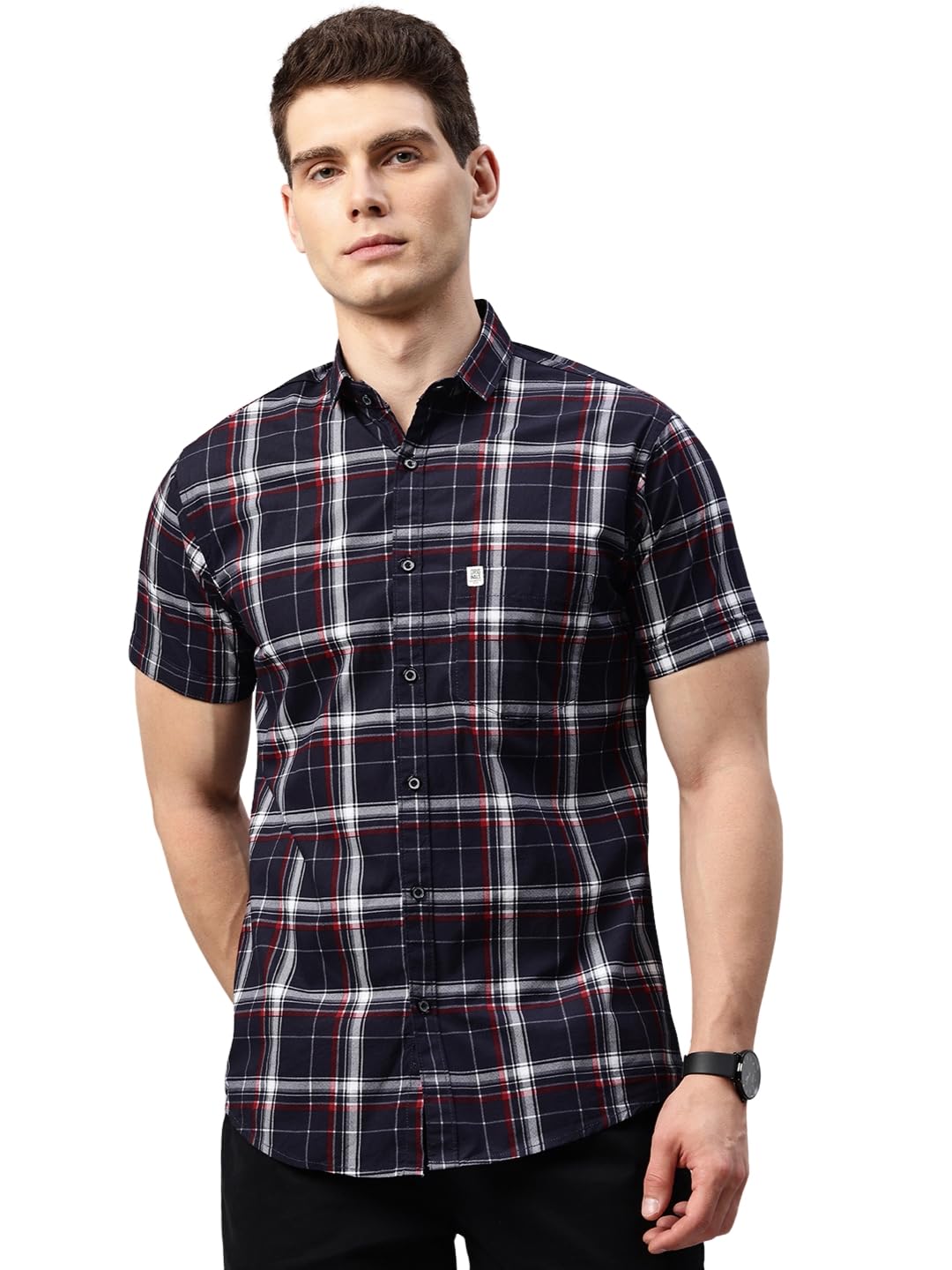 Majestic Man Slim Fit Short Sleeve Checked Pure Cotton Casual Shirt - Image 7